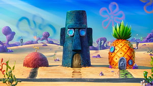 SpongeBob SquarePants Bikini Bottom Neighborhood with Pineapple and Rock Houses HD wallpaper