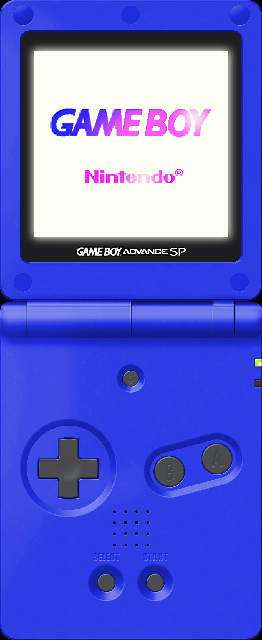Blue Game Boy Advance SP Handheld Console with Classic Boot Screen HD phone wallpaper