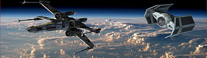 Star Wars X-Wing and TIE Fighter Space Battle Above Cloudy Planet Atmosphere HD wallpaper