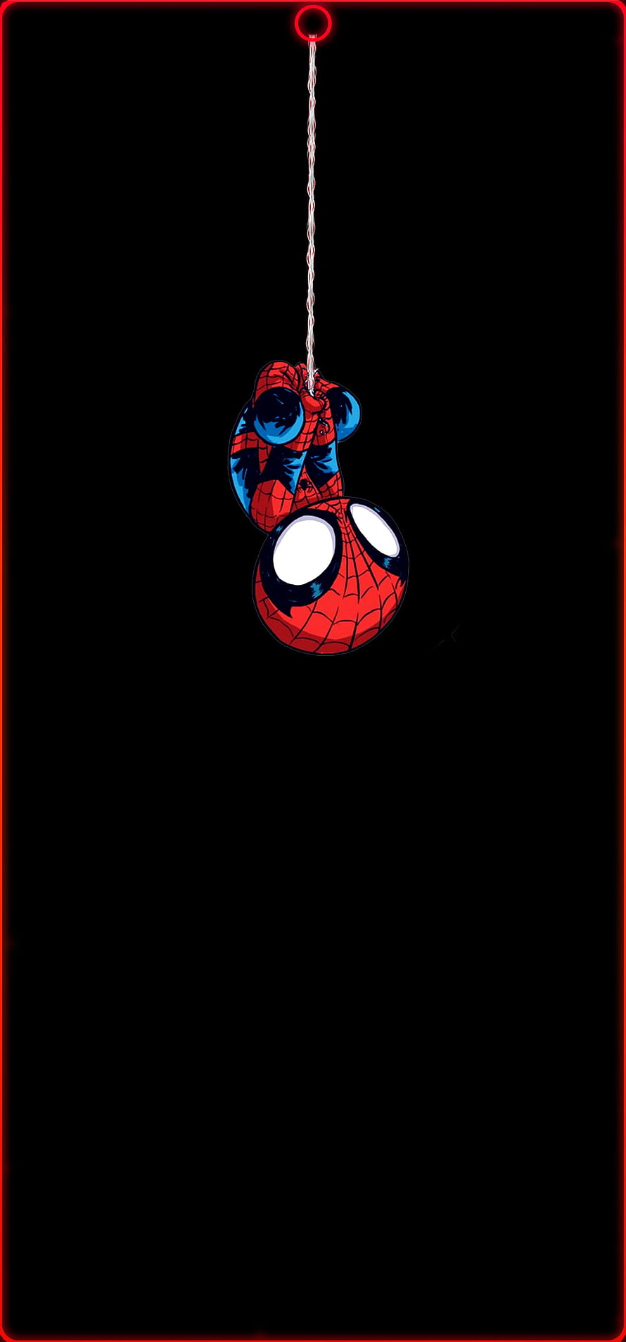 Spider-Man Hanging Upside Down on Web Against Black Background HD phone wallpaper