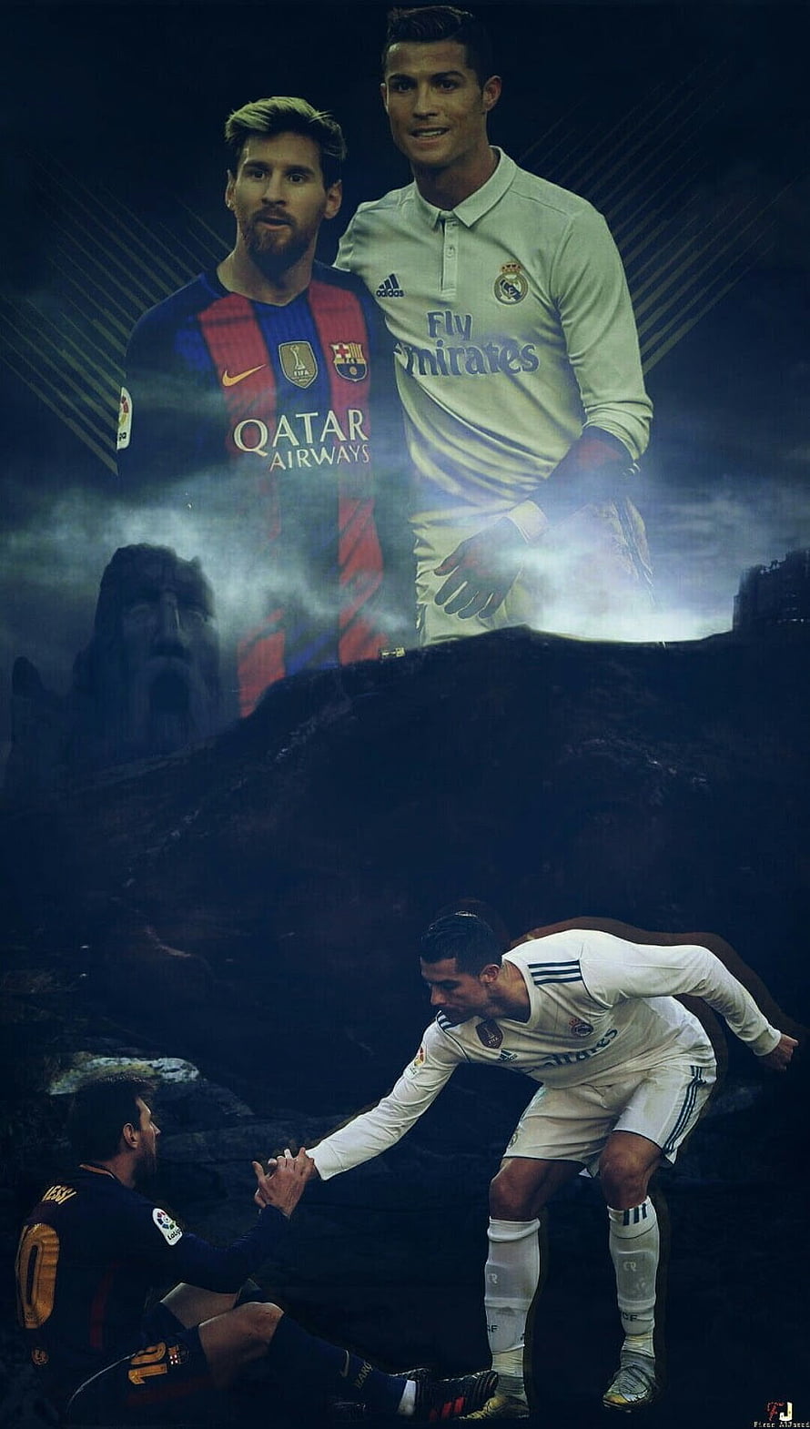 Cristiano Ronaldo and Lionel Messi Epic Rivalry Composite Wallpaper HD phone wallpaper