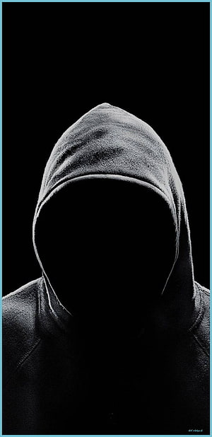Mysterious Hooded Figure Silhouette in Black and White HD phone wallpaper