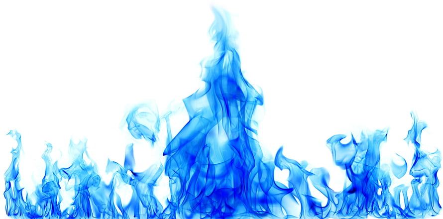 Vibrant Blue Flame Plumes Rising Against a Clean White Background HD wallpaper