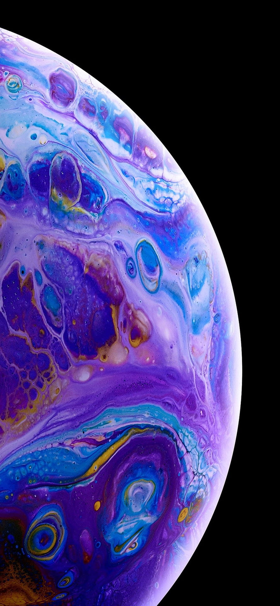Vibrant Purple and Blue Fluid Art Sphere on Black Background HD phone wallpaper