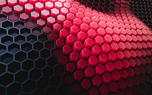 Red and Black 3D Hexagonal Honeycomb Wave Pattern Abstract Geometric Background HD wallpaper