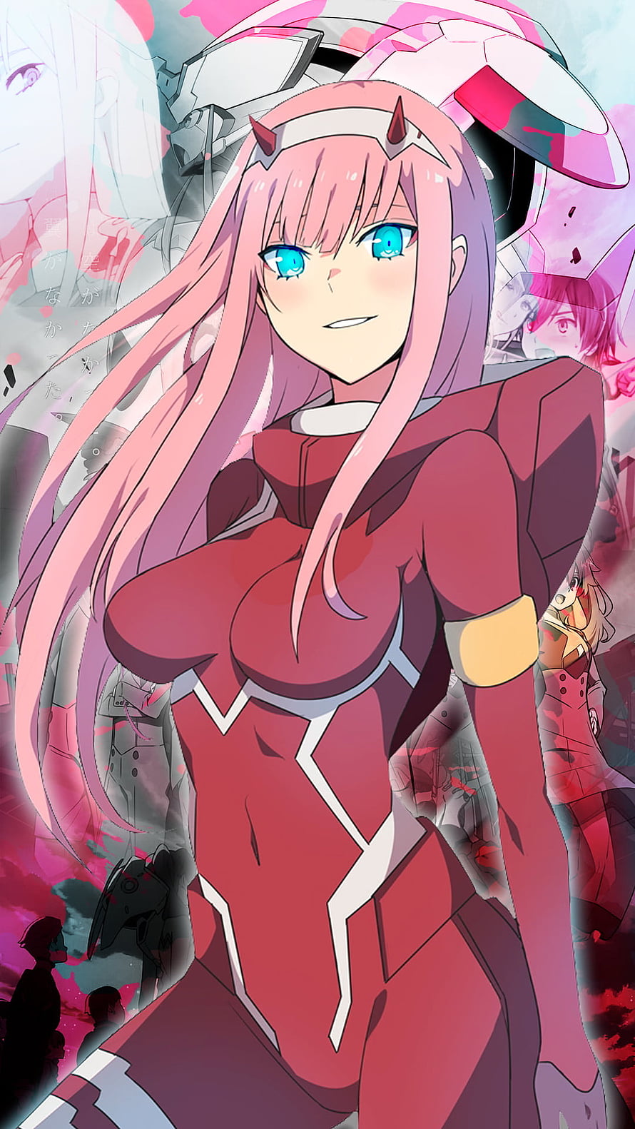 Zero Two in Red Plugsuit from Darling in the Franxx Anime Character Art HD phone wallpaper