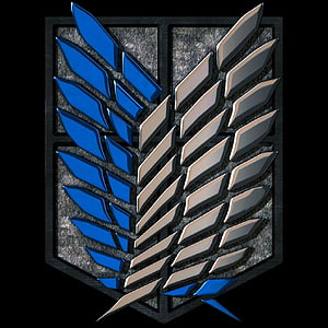 Attack on Titan Wings of Freedom Emblem in Blue and Silver 3D Render HD phone wallpaper