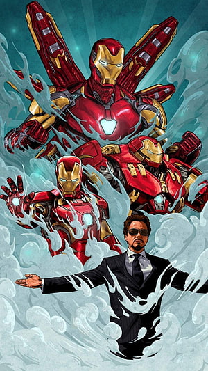 Tony Stark and Iron Man Armor Evolution in Dynamic Comic Style, Legend Tony Stark Iron Man . Marvel , Avengers Fan Art, Iron Man Art, Tony Stark Cool HD phone wallpaper