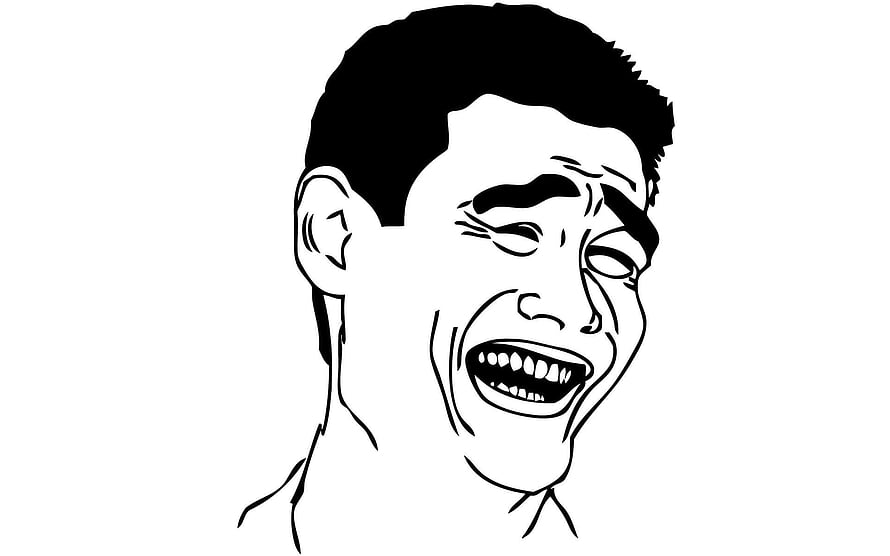 Black and White Line Art of a Man Laughing with Exaggerated Expression HD wallpaper