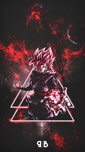 Black Goku Super Saiyan Rosé Energy Blast Dark Anime Artwork HD phone wallpaper