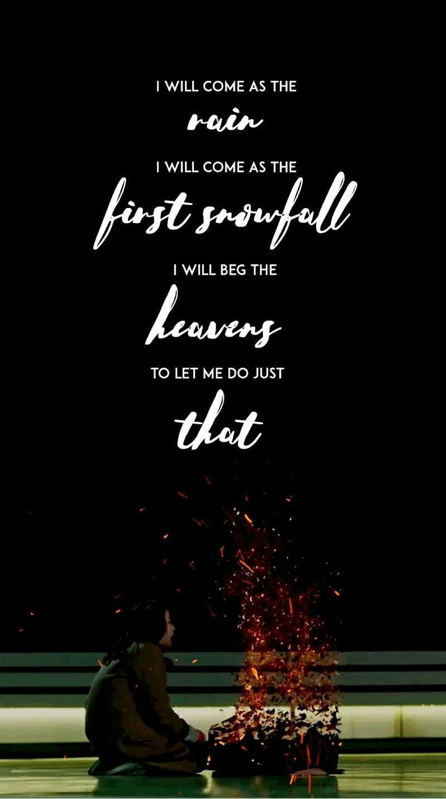 Goblin: The Great and Lonely God Quote Wallpaper with Fireworks and Silhouette HD phone wallpaper