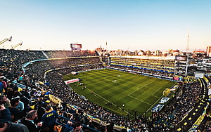 La Bombonera Stadium Boca Juniors Football Ground at Sunset with Full Crowd HD wallpaper