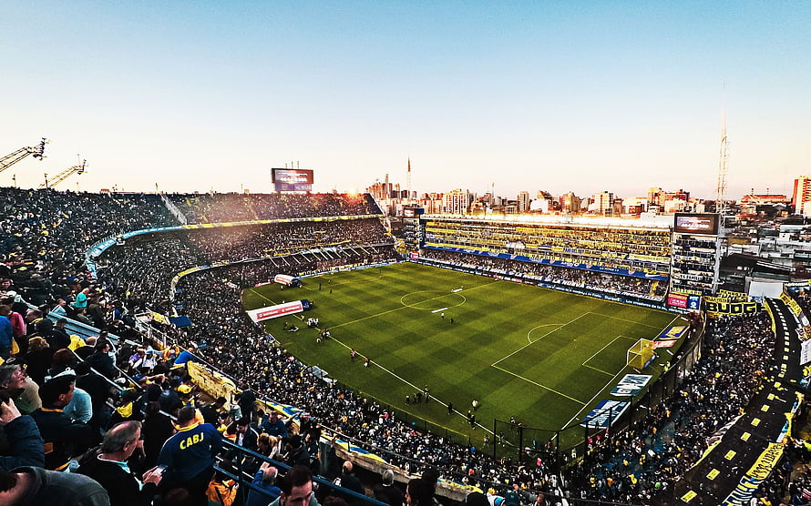 La Bombonera Stadium Boca Juniors Football Ground at Sunset with Full Crowd HD wallpaper