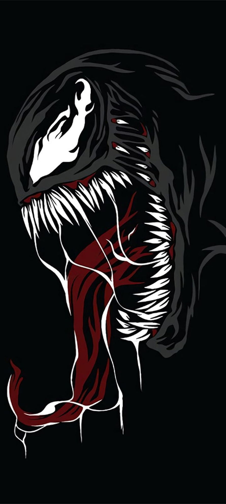 Venom Minimalist Vector Illustration with Red Accents on Black Background HD phone wallpaper