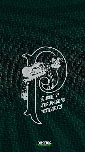 Palmeiras Football Club Emblem with Historic Match Locations on Dark Green Fabric HD phone wallpaper