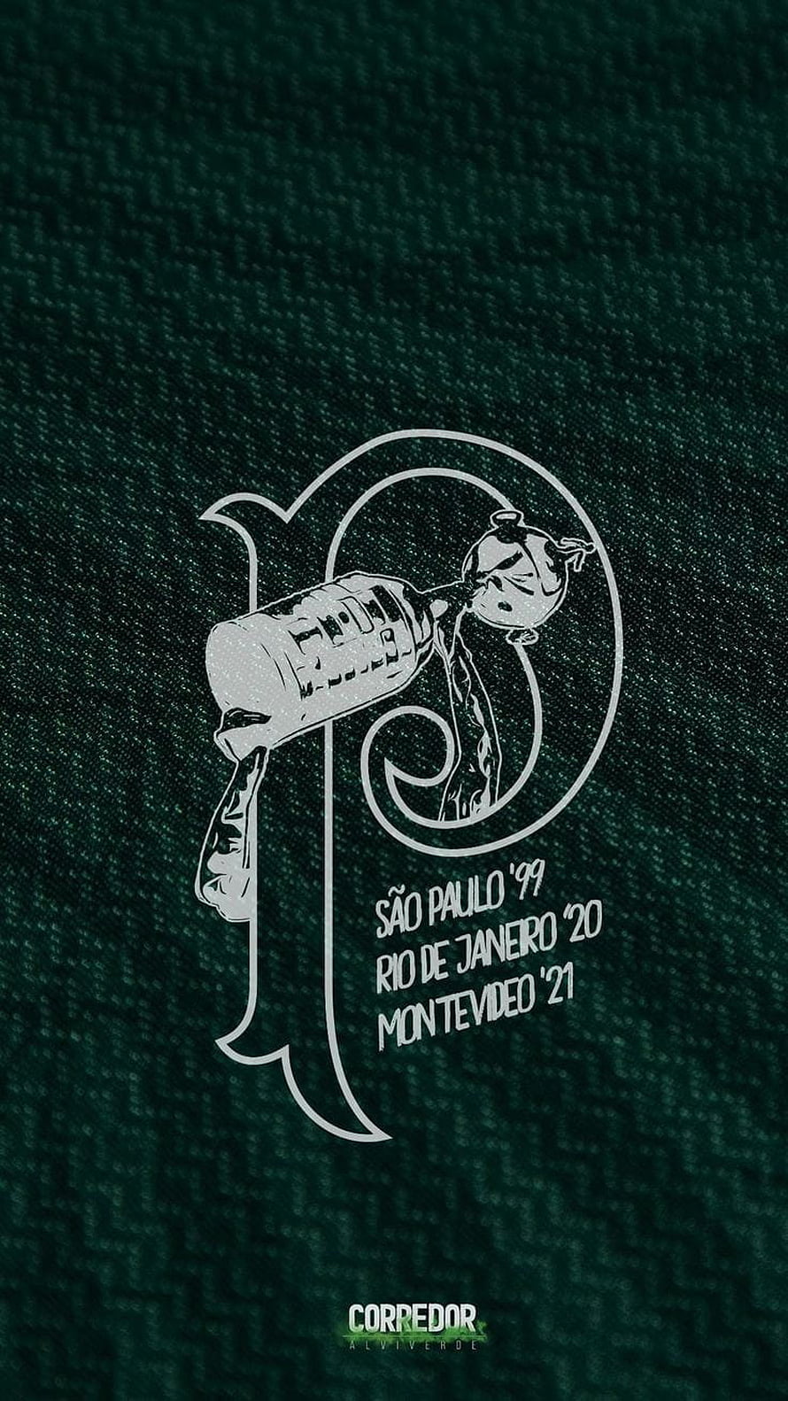 Palmeiras Football Club Emblem with Historic Match Locations on Dark Green Fabric HD phone wallpaper