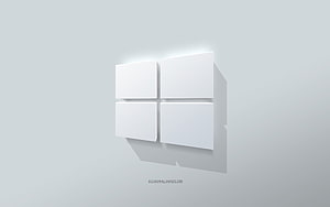 Minimalist 3D Windows 10 Logo on a Clean White Background HD wallpaper