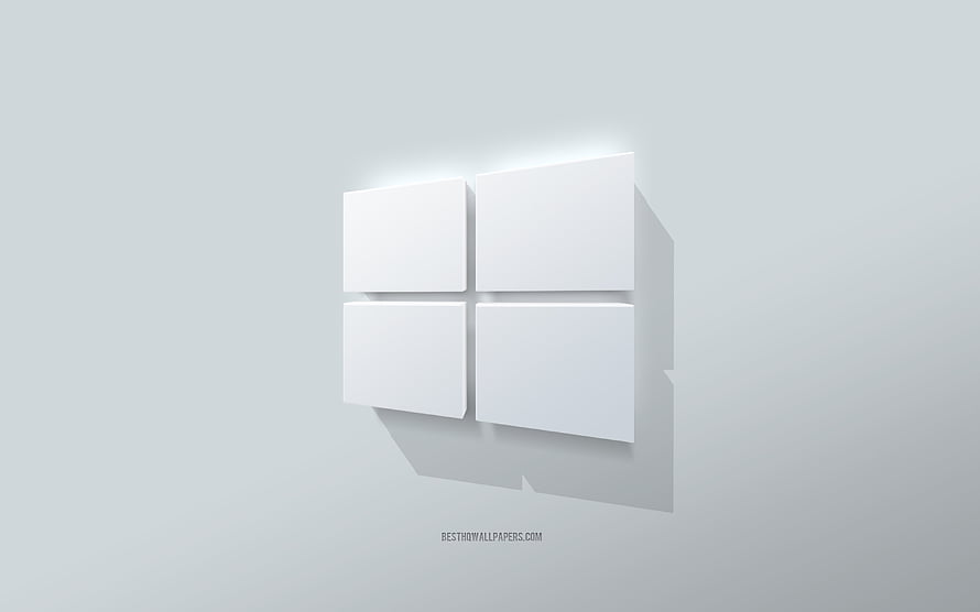 Minimalist 3D Windows 10 Logo on a Clean White Background HD wallpaper