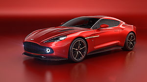 Aston Martin Vanquish Red Coupe Studio Shot HD wallpaper