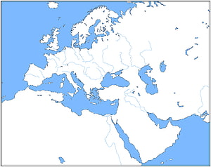 Blank Outline Map of Europe and the Middle East with Rivers and Borders HD wallpaper