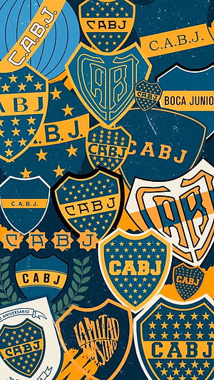 Boca Juniors Club Crest Pattern Wallpaper in Blue and Gold HD phone wallpaper