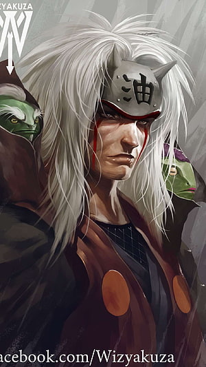 Jiraiya Sage Mode Portrait with Toad Companions in Digital Art Style HD phone wallpaper