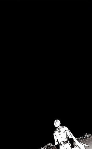 Saitama Standing in the Dark from One Punch Man Black and White Manga Panel HD phone wallpaper