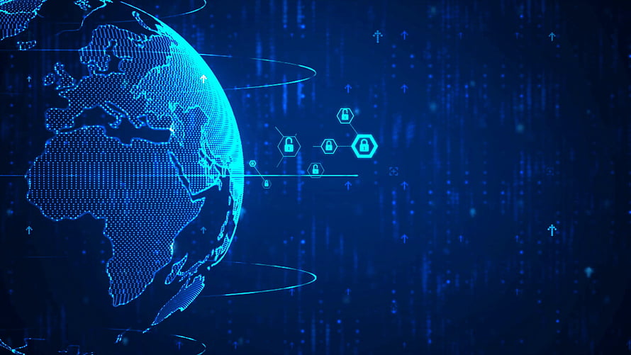 Global Cyber Defense Concept with Digital Globe and Network Security Icons HD wallpaper
