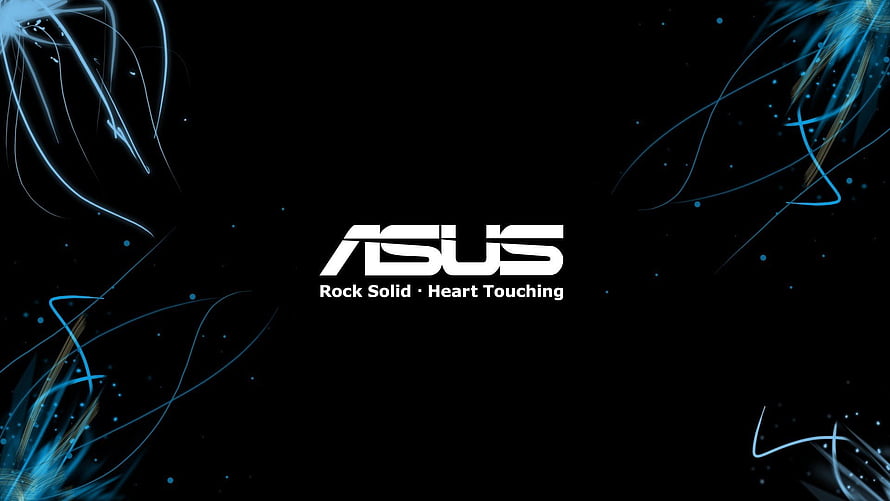 ASUS Brand Logo on Black Background with Blue Abstract Light Trails and Particles HD wallpaper