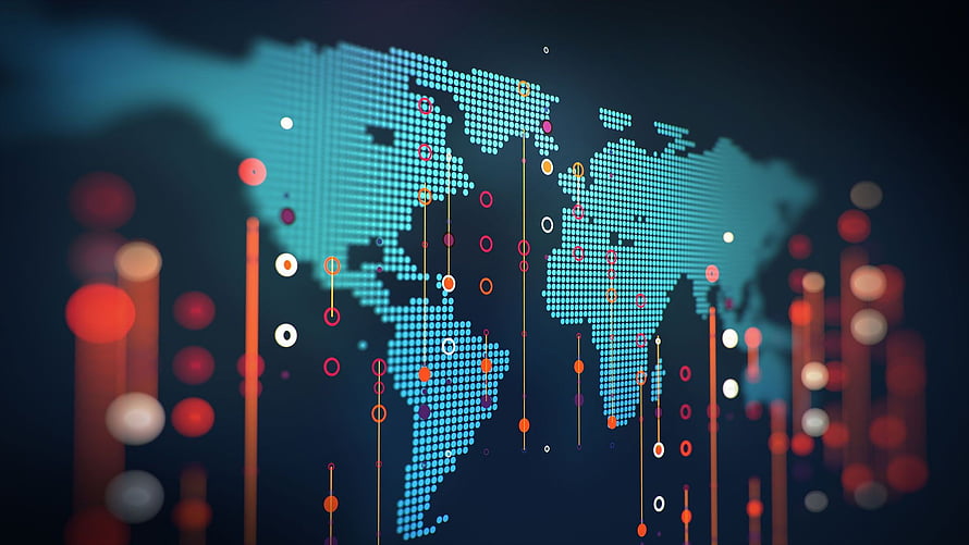 Digital World Map With Data Visualization And Global Network Connections HD wallpaper