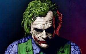 Joker Vector Portrait with Green Hair and Purple Suit HD wallpaper