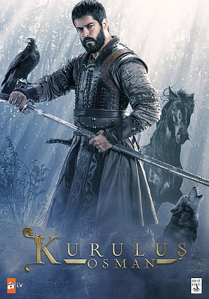 Kurulus Osman Season 2 Poster Featuring Warrior, Hawk, Horse, and Wolf in Misty Forest, Kurulus Osman Season 2 Hindi Urdu & For Android, Kuruluş: Osman HD phone wallpaper