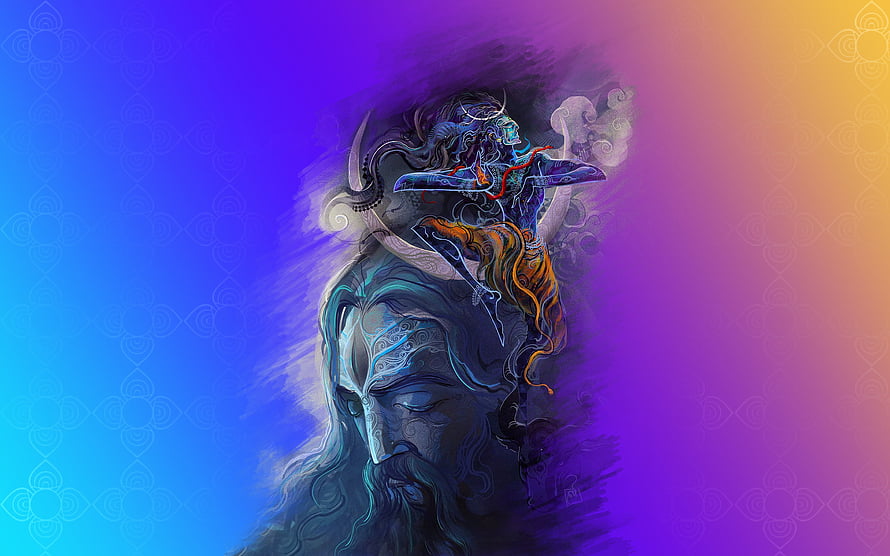 Lord Shiva and Goddess Parvati in Ethereal Digital Fantasy Art HD wallpaper