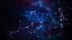 Abstract Digital Network Constellation with Glowing Nodes and Geometric Connections on Dark Background HD wallpaper