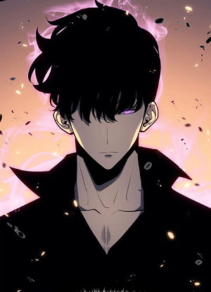 Sung Jinwoo Anime Character Portrait With Purple Eyes And Dark Hair HD phone wallpaper