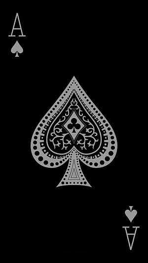 Ornate Ace of Spades Playing Card Design on Black Background HD phone wallpaper