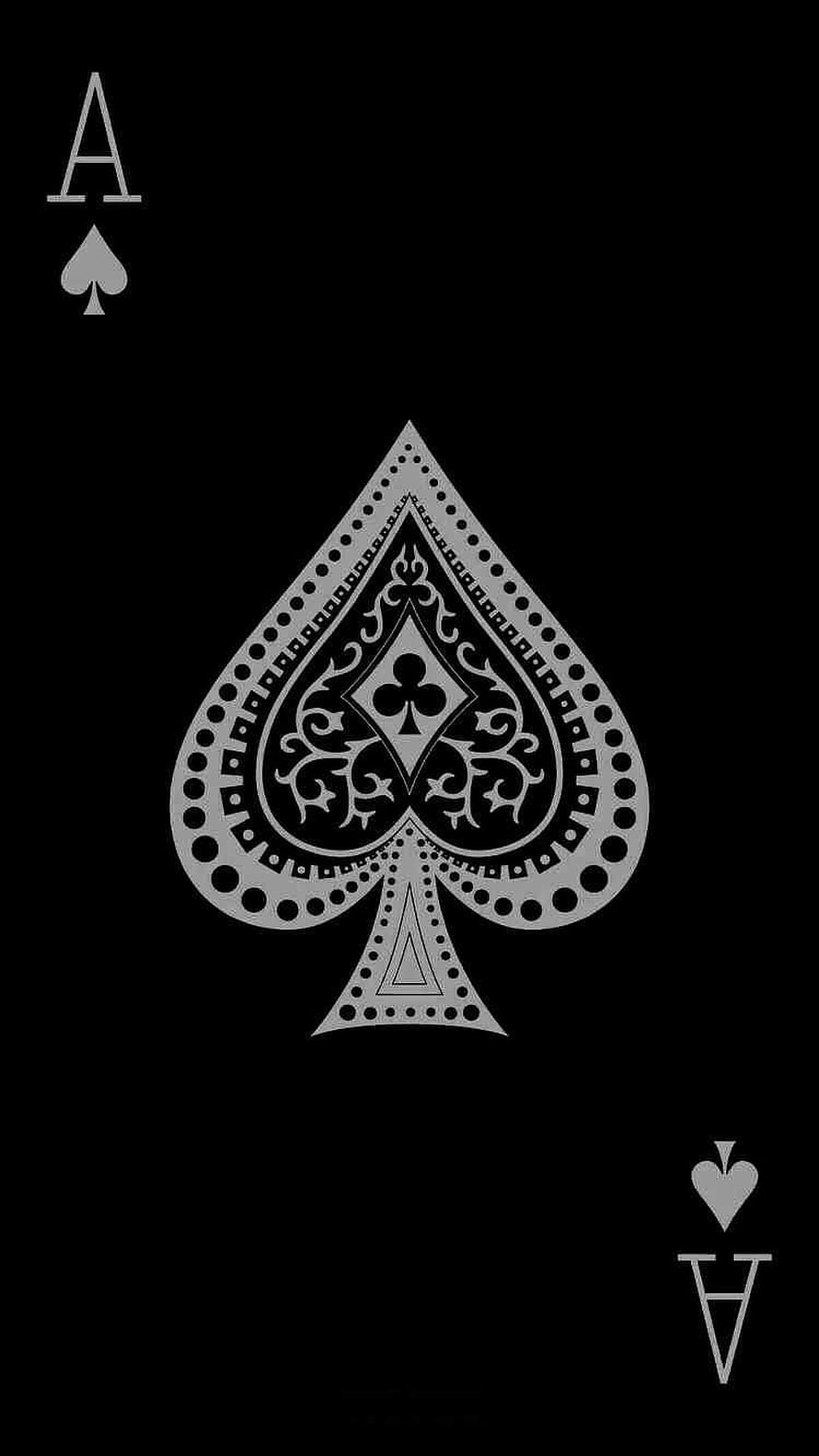 Ornate Ace of Spades Playing Card Design on Black Background HD phone wallpaper