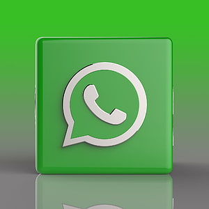 3D WhatsApp App Icon with Glossy Green Background and Reflection HD phone wallpaper