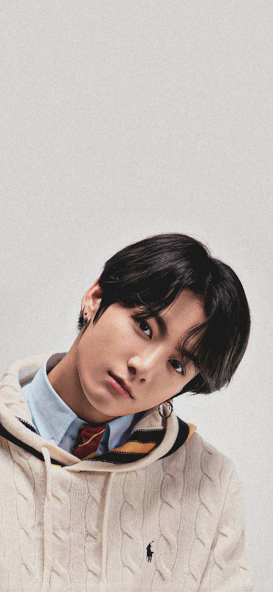 Jungkook BTS Portrait in Cable Knit Hoodie and Striped Scarf HD phone wallpaper
