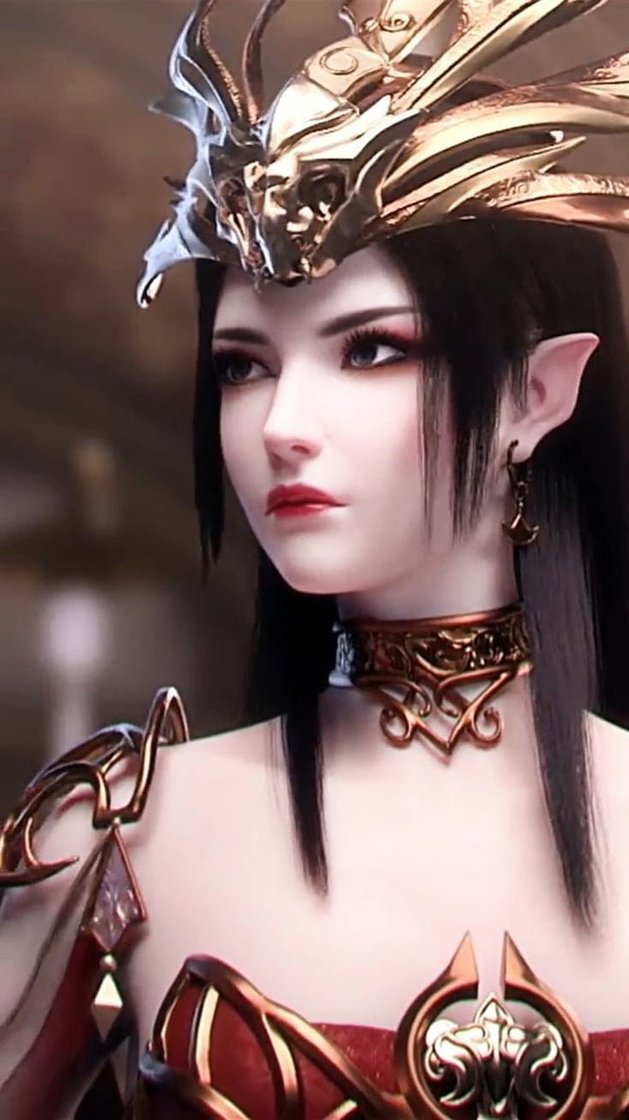 Queen Medusa 3D Character Portrait with Golden Crown and Ornate Armor HD phone wallpaper