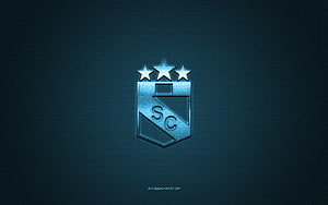 Club Sporting Cristal Emblem on Textured Blue Carbon Fiber Background HD wallpaper