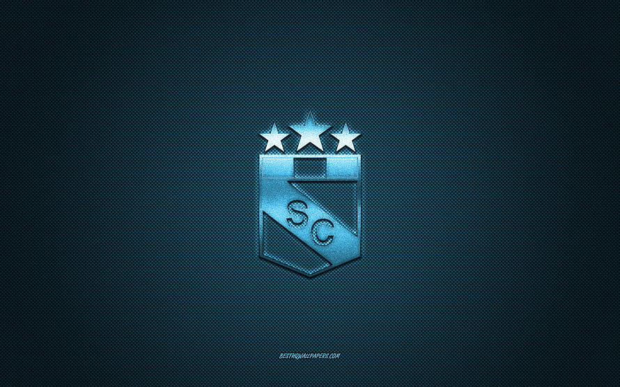 Club Sporting Cristal Emblem on Textured Blue Carbon Fiber Background HD wallpaper