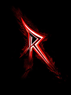 Glowing Red Letter R Logo with Fiery Smoke Effects on Black Background HD phone wallpaper