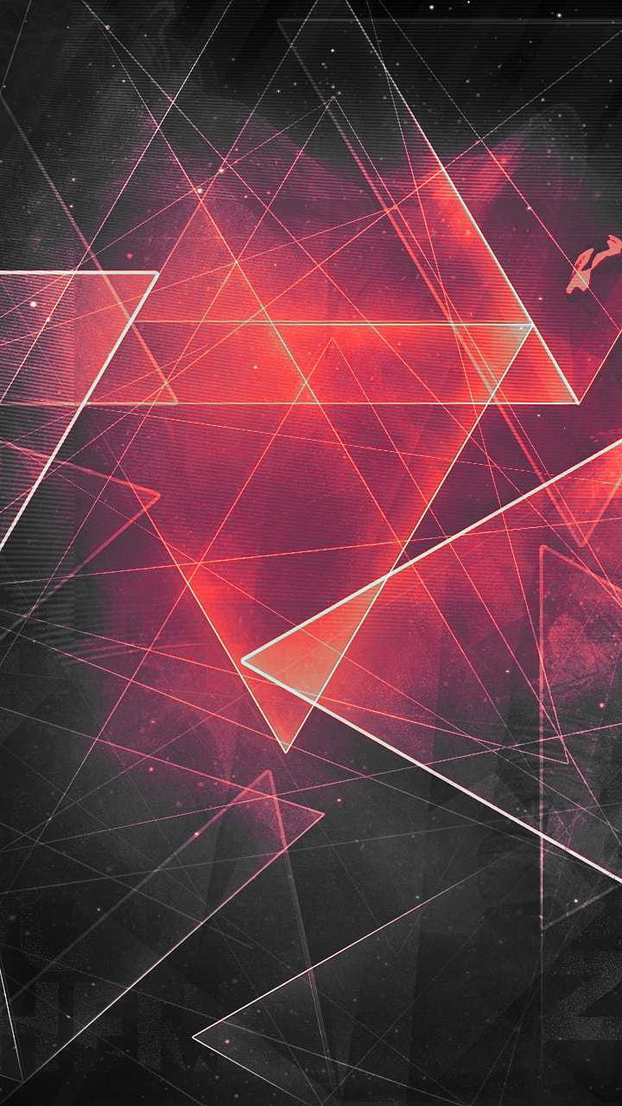 Abstract Geometric Red Triangle Design with Neon Lines on Dark Background HD phone wallpaper
