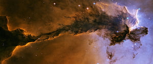 Vibrant Orange and Blue Nebula Clouds in Deep Space with Scattered Stars HD wallpaper