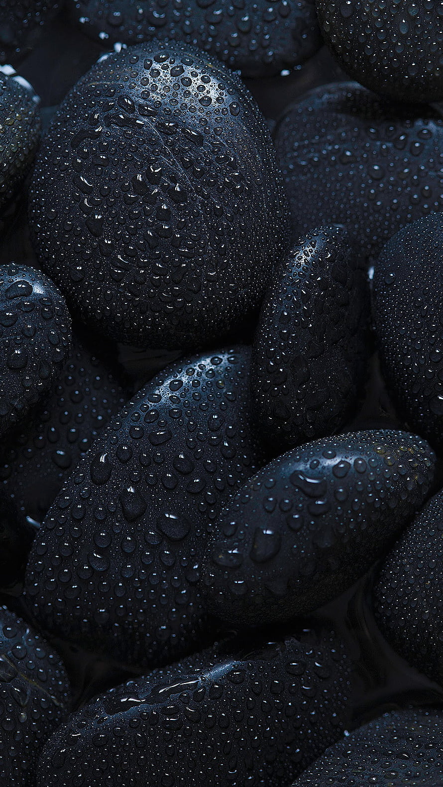 Dark Wet Pebbles with Water Droplets in Moody Close-Up HD phone wallpaper