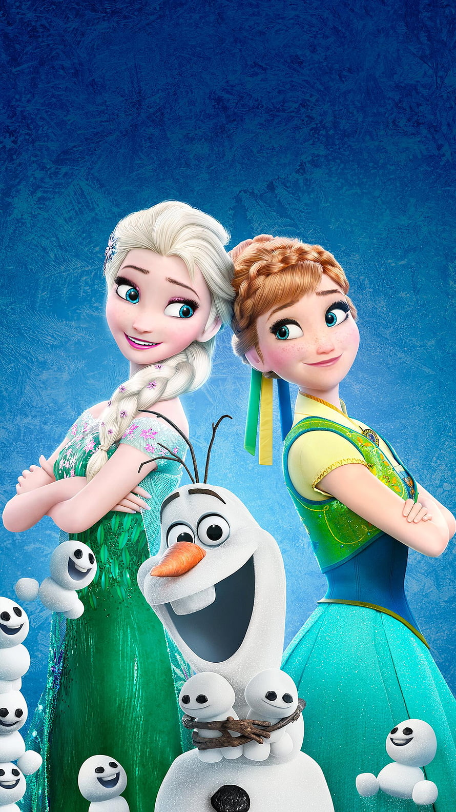 Frozen Fever Elsa Anna and Olaf in Festive Winter Outfits with Snowman Friends HD phone wallpaper